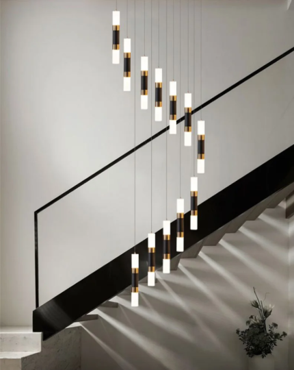 LED Stair-drop Chandelier Light with 3 Lighting Modes and Adjustable Height