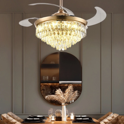 Luxury Crystal Chandelier Light With Fan And Remote Control (500mm)