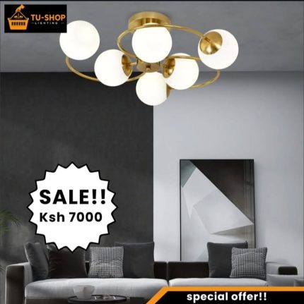 6 Heads Nordic Chandelier With Tricolor Bulbs